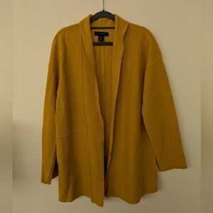 Tahari Yellow Open-Front Cardigan with Shawl Collar
